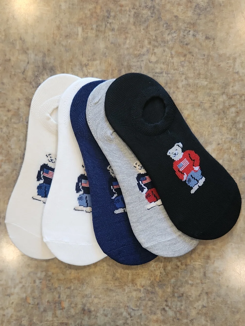 Patriotic Bear No-show Socks 5 Pack